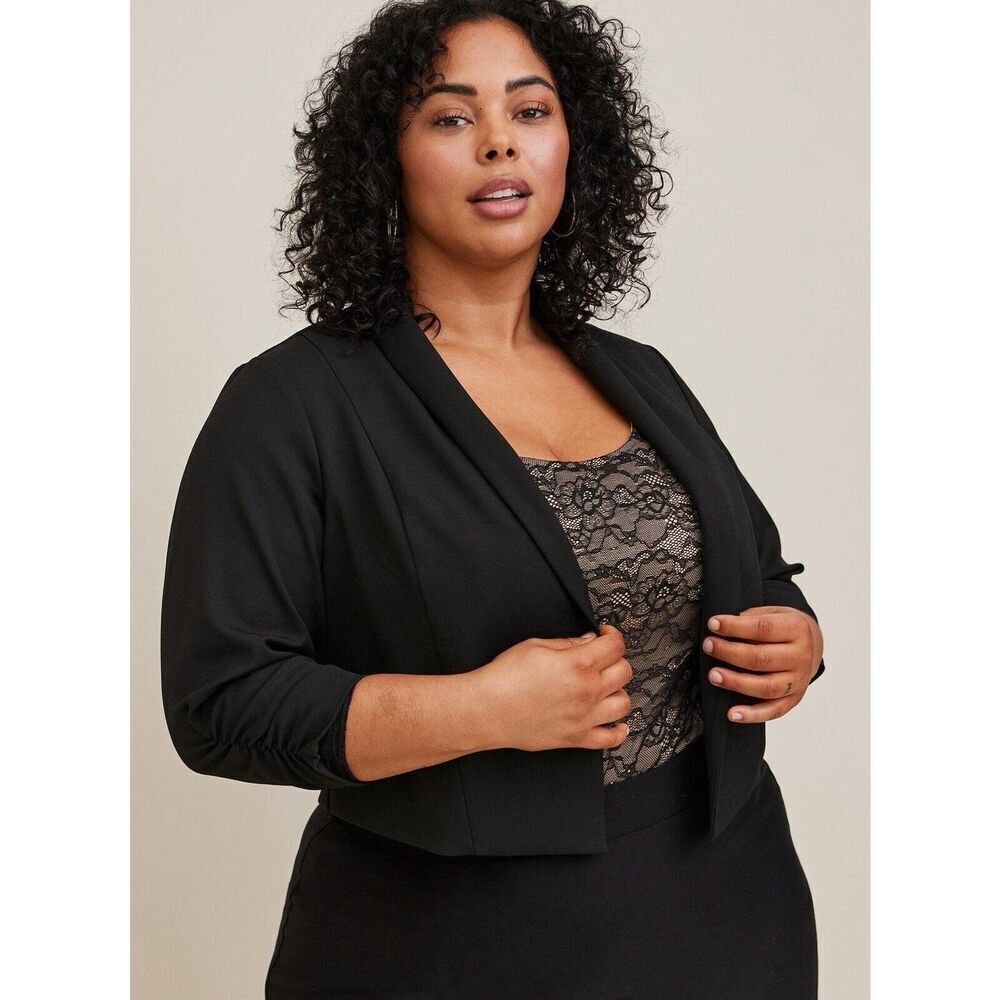 Torrid Studio Luxe Woven Open Front Blazer Women’s Size 3X Black Professional